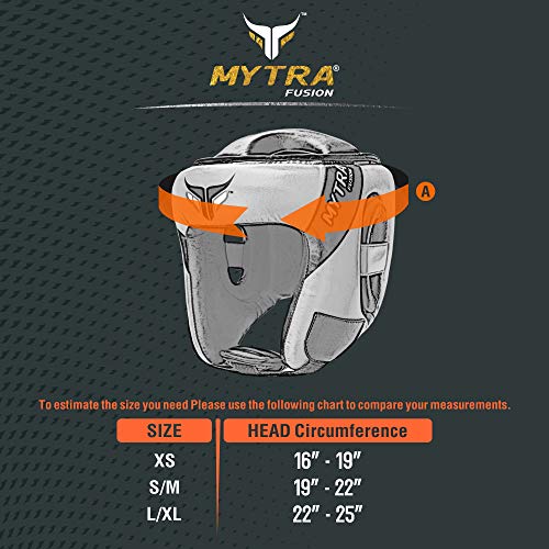 Mytra Fusion Casco Boxeo - Kickboxing Casco con Correa Ajustable MMA, Muay Thai, Sparring, Artes Marciales, Karate Casco de Boxeo (Black, X-Small)