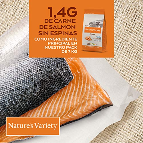 Nature's Variety Original No Grain, Pienso para Perros Adultos Pequeños, Sin cereales, con Salmón sin espinas, 7kg