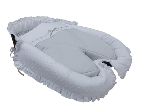 Nenel Conjunto A Medida de Saco de Capazo In Box + Cubrecapazo - Plumeti Blanco