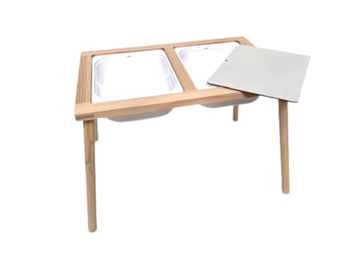 Nenitus Mesa sensorial Montessori de Madera, Mesa de Actividades niños, Mesa con bandejas extraibles, Mesa niños para líquidos, Mesa niños Madera.