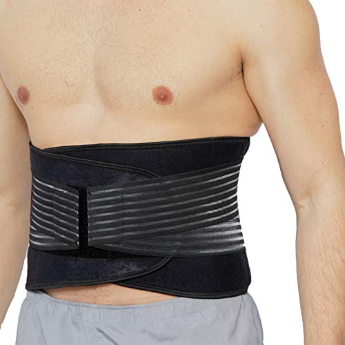 NEOtech Care Faja Lumbar de Neopreno con Tiras Dobles de compresión - Sujeción para la Parte Baja de la Espalda - Marca (Azul, XXXXL)