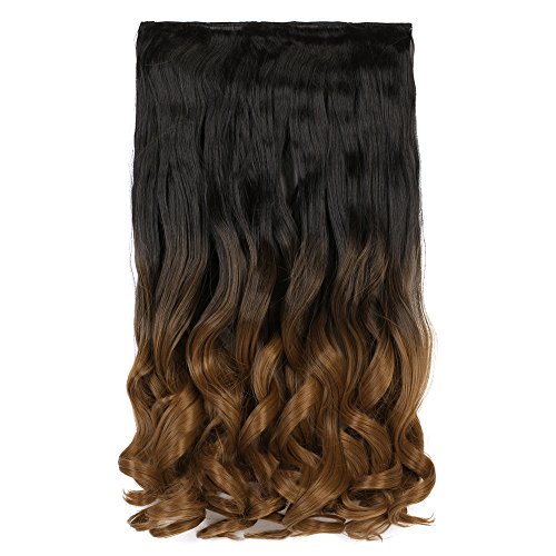 Neverland 24 pulgadas (60 cm) clip de cabeza completa en extensiones de cabello Ombre ondulado rizado dip dye