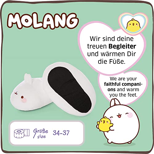 NICI Pantuflas con la Figura de Molang Antideslizantes Tamaño 34-37 M I Zapatillas de Peluche para Niños, Niñas y Adultos I Zapatillas de Peluche Tiernas y Cálidas – 47754