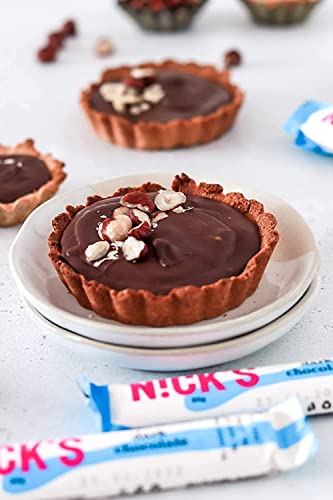 NICKS Chocolate Negro Vegan Barrita Keto Sin Azúcar Añadido Low Carb Snacks Sin Gluten (Dark chocolate bars 15x25g)