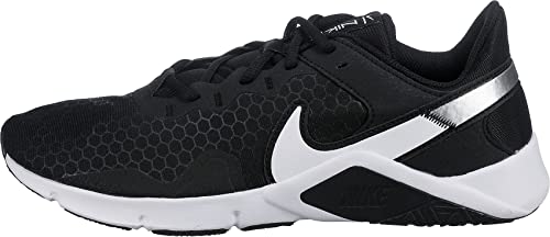 NIKE Legend Essential 2, Low Top Hombre, Negro Black White Metallic Silver, 44 EU