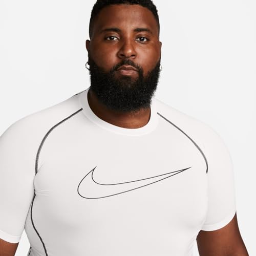 Nike M NP DF Tight Top SS T-Shirt, Mens, White/Black/Black