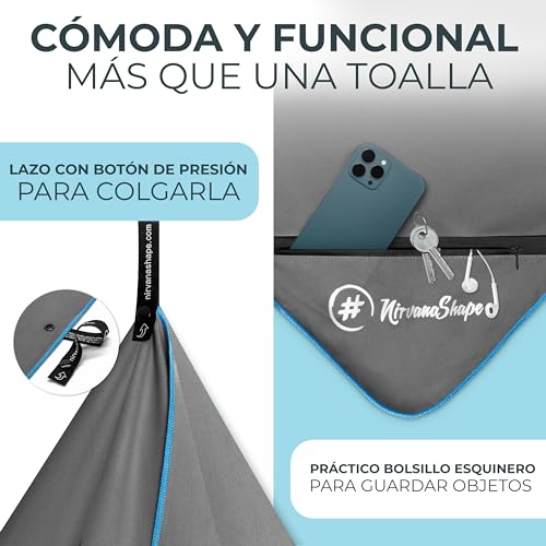 NirvanaShape ® Toallas de Microfibra | Absorbentes, Ligeras, de Secado rápido | Toallas de baño, Toalla de Viaje, Toallas Deportivas | Ideales para Viajar, IR al Gimnasio, la Playa, Practicar Yoga