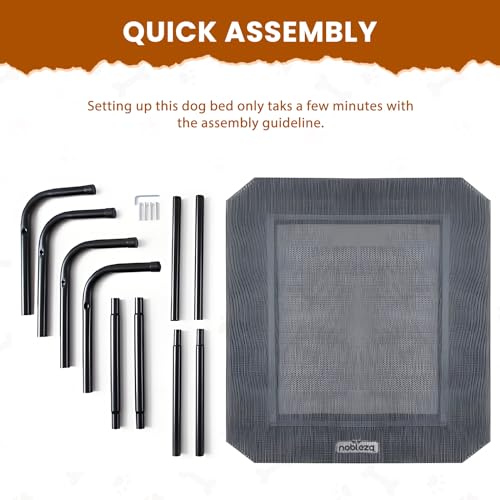 Nobleza Cama Elevada Lavable para Perro, Cama Refrescante de Mascotas Transpirable para Exterior Interior Jardín Terraza, Cama Robusto, Gris, L, 124x90x20CM