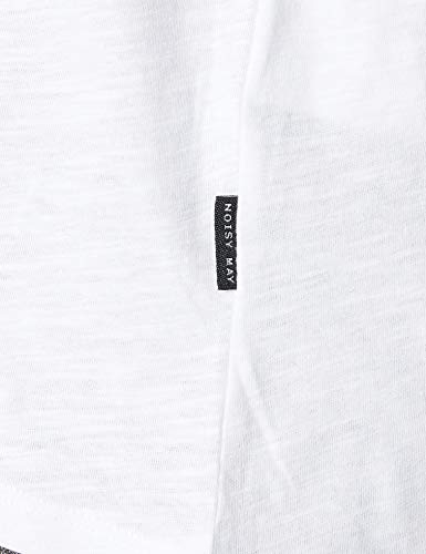 NOISY MAY Mujer Mathilde Top Deportivo Manga Corta Casual Blanco Brillante S