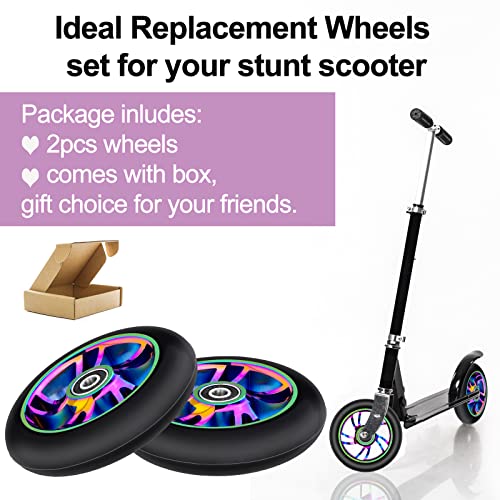 NONMON Ruedas de Patinete Scooter 100 mm, 2 Piezas PU Ruedas de Repuesto con Rodamientos ABEC 9 para Stunt Scooter Freestyle Profesionales Clásicos Patinete de Acrobacias Trucos, Unisex Adulto