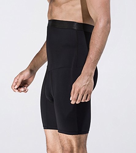 NOVECASA Pantalones Cortos de Compresión para Hombre con Faja Moldeadora Abdominal Plano Calzoncillos Reductoros Elásticos Shapewear (2XL(95-108kg), Negro)
