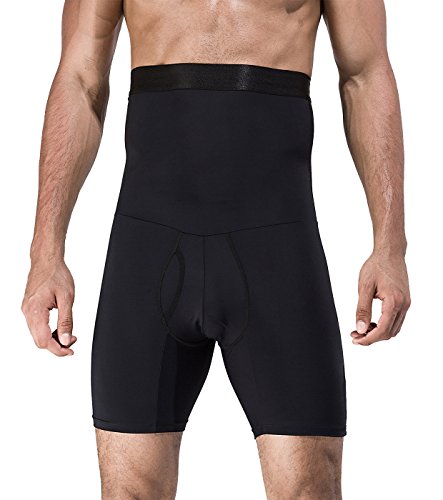NOVECASA Pantalones Cortos de Compresión para Hombre con Faja Moldeadora Abdominal Plano Calzoncillos Reductoros Elásticos Shapewear (2XL(95-108kg), Negro)