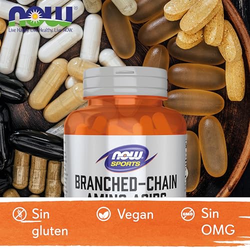 Now Foods, BCAA (Aminoácidos de Cadena Ramificada), 120 Cápsulas veganas, Aminoácidos de Cadena Ramificada, Testado en Laboratorio, Sin Gluten, Vegetariano, Sin Soja, no GMO