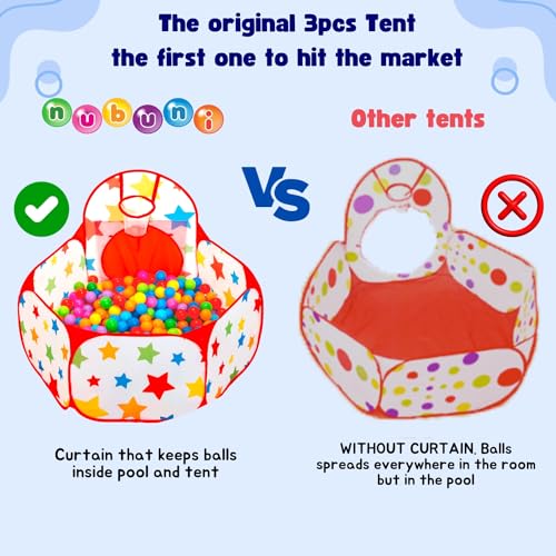 NUBUNI 3 en 1 Tienda Campaña Infantil : Piscina de Bolas + Casita Infantil + Tunel Infantil: Plegable Parque Bebe Bolas Infantil Jardín Exterior Interior Casitas Tela Tipi B (Bolas NO Incluidas)