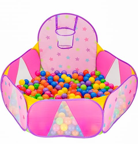 NUBUNI Piscina De Bolas para Bebes De 1 Año Niños | Parque De Bolas | Mini Canasta Baloncesto Habitación G