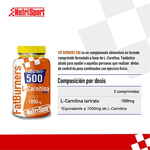 NUTRISPORT FatBurners 500 | Complemento Alimenticio para el Control de Peso | Definición Muscular | Suplemento Deportivo | Quemagrasas | Bote 40 Comprimidos