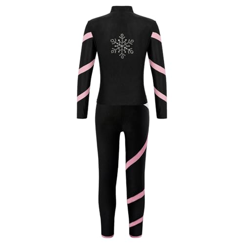 Nyeemya Chándal de Niña Traje de Punto Clásico de Tricot Sudadera y Pantalones Deportivos Conjunto de Ropa Danza Outfits Rosa 13-14 años