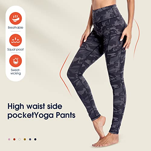 Occffy Leggings Mujer Deporte Cintura Alta Mallas Pantalones Deportivos Leggins con Bolsillos para Yoga Running Fitness y Ejercicio Oc01(Gris Camuflaje, XL)