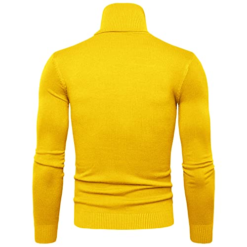 OCCOKO Camiseta Cuello para Hombre Suéter de cuello sólido hombre Flexibilidad Color ajustado superior Llavero Yoga (Yellow, XXL)