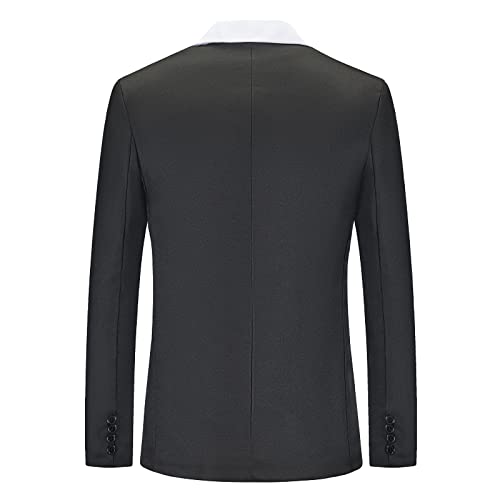 OCCOKO Chaqueta de traje de bolsillo de un solo pecho a juego de color suelto para hombre (Black-a, XL)
