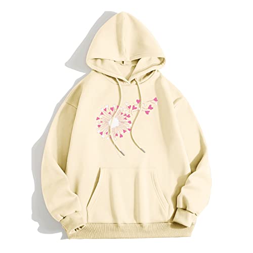 OCCOKO Sudadera Unisex de Manga Larga con Capucha y Estampado del Día de San Valentín (Beige, XL)