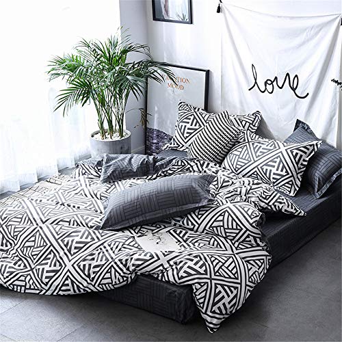 Odot Juego de Ropa de Cama 3 Piezas 100% Microfibra Mármol Negro de Lujo Moderno Imprimiendo Juego de Cama Funda Edredón Suave y Funda de Almohada 2 Piezas (220x240cm,Simple - Azul)