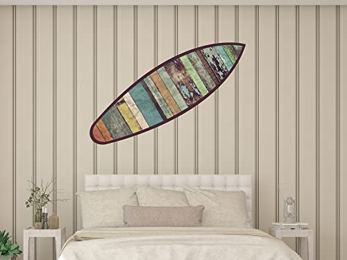 Oedim Tabla de Surf Madera Vieja | 150x45cm | Fabricado en Vinilo Adhesivo Resistente y Económico | Pegatina Adhesiva Decorativa de Diseño Elegante