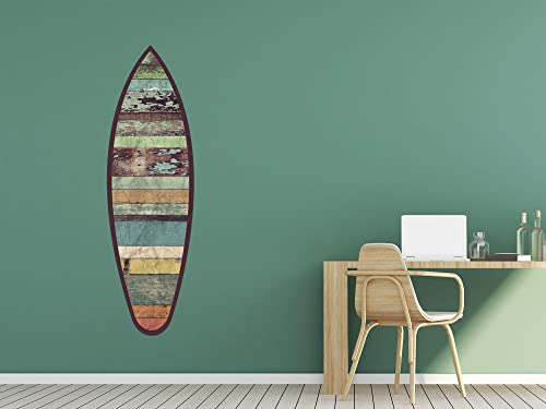Oedim Tabla de Surf Madera Vieja | 150x45cm | Fabricado en Vinilo Adhesivo Resistente y Económico | Pegatina Adhesiva Decorativa de Diseño Elegante