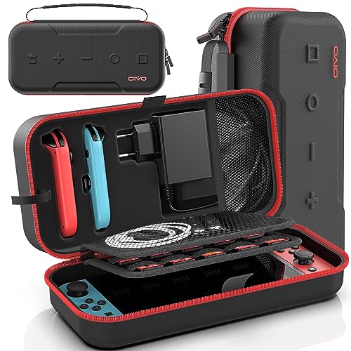 OIVO Funda para Nintendo Switch/OLED, Funda de Transporte para Consola y Accesorios de Nintendo Switch, Funda de Viaje Switch con 20 Ranuras para Tarjetas de Juego - Rojo