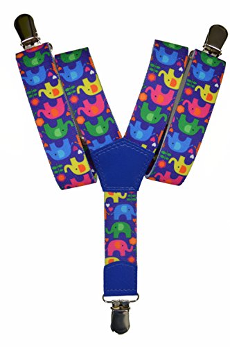 Olata Tirantes de Tela Elastizada Infantiles Unisex En Forma De Y Con Diseño de Elefante De 1-5 Años - 2.5cm. Morado