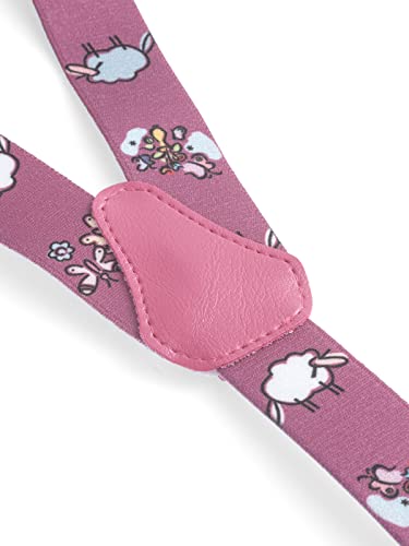 Olata Tirantes de Tela Elastizada Infantiles Unisex En Forma De Y Con Diseño De Oveja (1-5 Años) - 2.5cm. Rosa