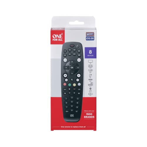 One For All URC2981 OFA8 - Control remoto universal para 8 aparatos (TV, TDT, DVD/Blu-ray, Multimedia y Audio), Negro