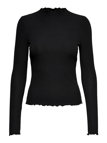 ONLY Onlemma L/s High Neck Top Jrs Camisa Manga Larga, Negro (Black Black), Large para Mujer