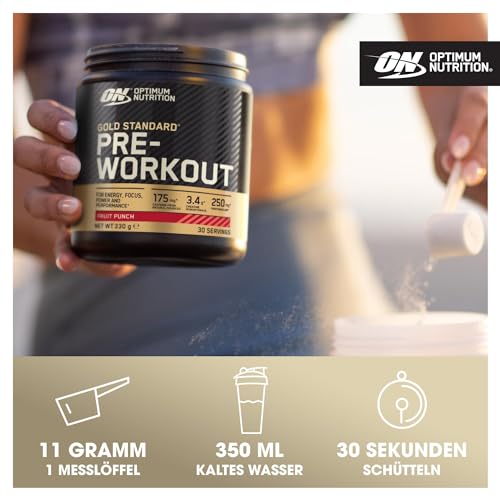 Optimum Nutrition Gold Standard Polvo Pre Entrenamiento, Bebida Energética con Monohidrato de Creatina, Beta Alanina, Cafeína y Complejo de Vitamina B, Sabor Kiwi, 30 porciones, 330 g