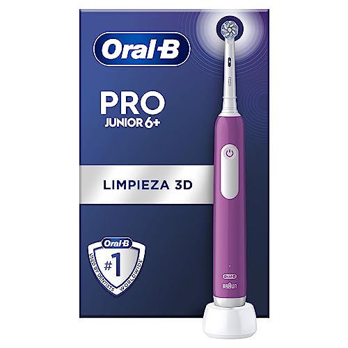 Oral-B Pro Junior Cepillo De Dientes Eléctrico, 1 Mango Morado, 1 Cabezal, Diseñado Por Braun, Apto Para Niños Mayores De 6 Años