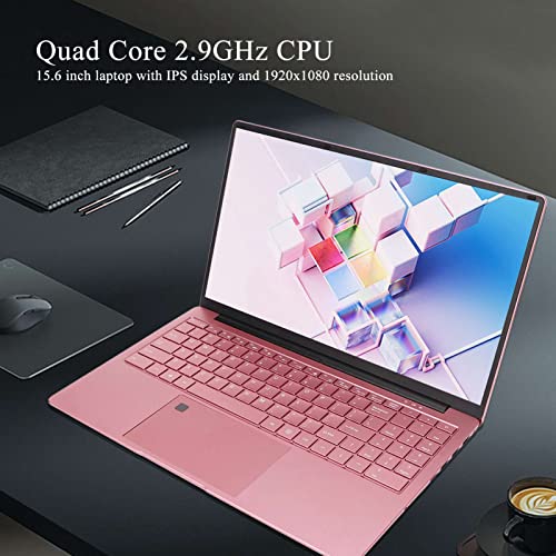 Ordenador Portátil de 15,6 Pulgadas, Rosa, 16 GB de RAM, 512 GB de ROM, Pantalla IPS, Quad Core, 2,9 GHz, CPU, Lector de Huellas Dactilares, Ordenador Portátil, 100‑240V