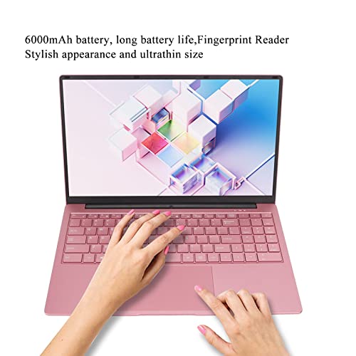 Ordenador Portátil de 15,6 Pulgadas, Rosa, 16 GB de RAM, 512 GB de ROM, Pantalla IPS, Quad Core, 2,9 GHz, CPU, Lector de Huellas Dactilares, Ordenador Portátil, 100‑240V