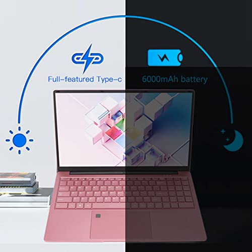 Ordenador Portátil de 15,6 Pulgadas, Rosa, 16 GB de RAM, 512 GB de ROM, Pantalla IPS, Quad Core, 2,9 GHz, CPU, Lector de Huellas Dactilares, Ordenador Portátil, 100‑240V