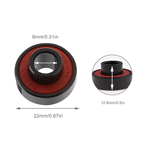 OTOTEC 4 piezas 608-2RS rodamiento integrado de alta velocidad de bajo ruido para monopatines, patines de 22 mm de diámetro exterior, 8 mm de diámetro interior, rojo