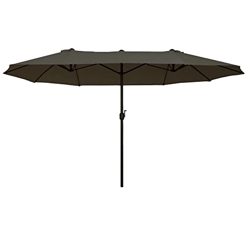Outsunny Sombrilla Parasol Doble para Jardín 4,55x2,65x2,38 m Sombrilla Gigante Anti UV con Manivela para Exterior Patio Terraza Piscina Color Gris
