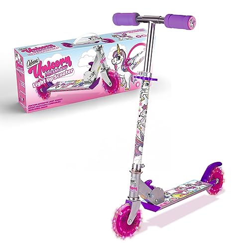 Ozbozz SV13988 Unicorn Scooter con 2 Ruedas iluminadas, 4-11 años, manillar ajustable, Multicolor