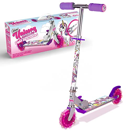 Ozbozz SV13988 Unicorn Scooter con 2 Ruedas iluminadas, 4-11 años, manillar ajustable, Multicolor