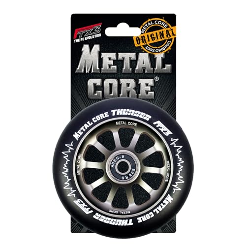 Pack de 2 Rueda Metal Core THUNDER negra/titanio 110mm | Patinete Pro Scooter | Scooter Freestyle | Patinete para Trucos | Patinete Nivel Profesional | Resistente a todos los Trucos