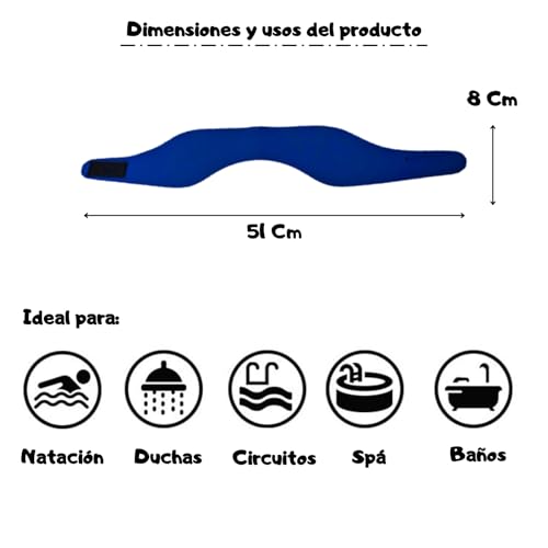 Pack de 3 Bandas de Natación Protectoras de Oídos frente al Agua en Piscinas - Tamaño Universal - Cinta de Oídos cubre orejas para el agua - Protector diadema para Niños y Adultos - Tapones