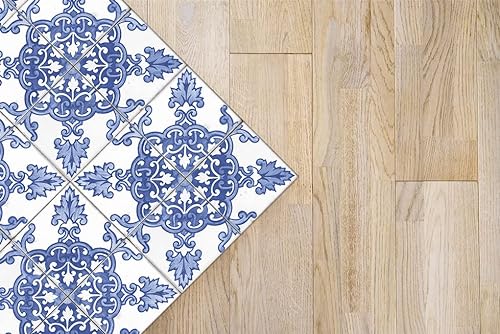 Panorama Alfombra Vinílica Hidráulica Córdoba Azul 60x110 cm - Alfombra Cocina Vinilo - Alfombra Salón Antideslizante e Ignífuga - Alfombras Grandes - Alfombras PVC