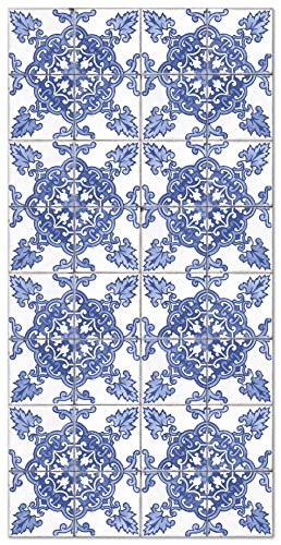 Panorama Alfombra Vinílica Hidráulica Córdoba Azul 60x110 cm - Alfombra Cocina Vinilo - Alfombra Salón Antideslizante e Ignífuga - Alfombras Grandes - Alfombras PVC