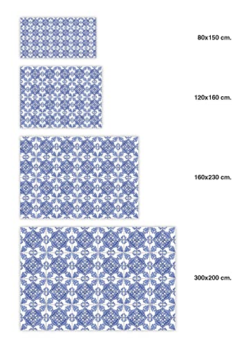 Panorama Alfombra Vinílica Hidráulica Córdoba Azul 60x110 cm - Alfombra Cocina Vinilo - Alfombra Salón Antideslizante e Ignífuga - Alfombras Grandes - Alfombras PVC