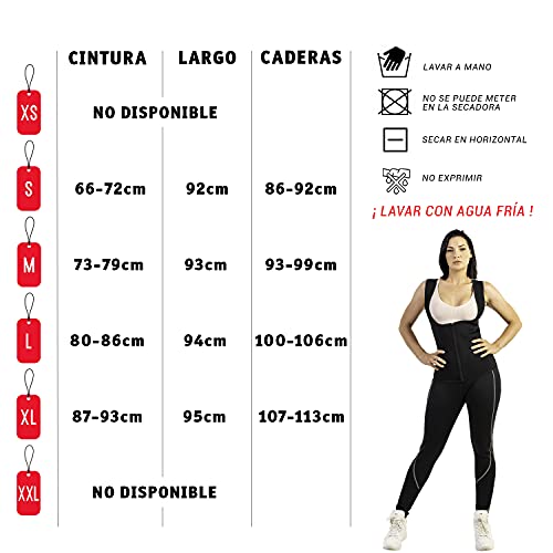 Pantalon Sauna 100% NEOPRENO, Leggins Reductores Adelgazantes, Leggins Anticeluliticos Cintura Alta, Mallas Fitness Push Up consigue una Sudoración efectiva en Deporte Fitness NEGRO (S)