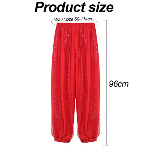 Pantalones bombachos para danza del vientre, pantalones árabes tribales de gasa para mujer, traje de danza del vientre suelto brillante con lentejuelas, pantalón bombacho para yoga, pilates, zumba