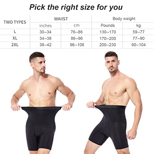 Pantalones Cortos de Control de la Barriga de Hombres, Pantalones de depilar de Cintura Alta Compresión Boxer Boder Codo sobre la Pierna Boxeador Boxeador Brinquinador de Cintura Pantalones Apretados